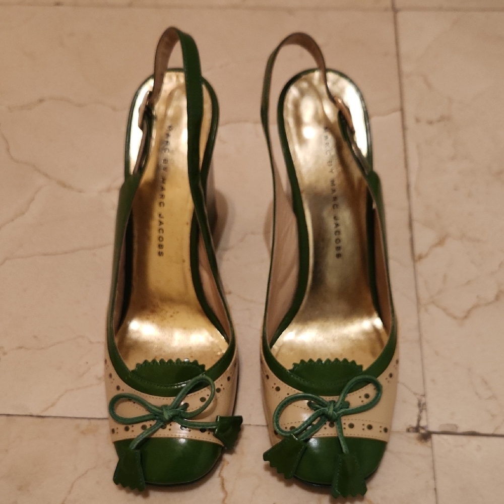 Marc Jacobs Green and Cream Women's Shoes